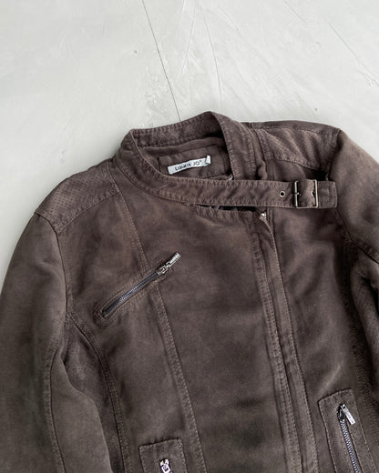 FAUX SUEDE WRAP BUCKLE JACKET - M/L