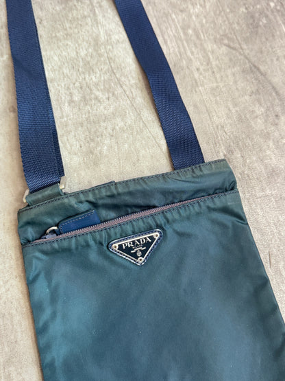 Prada Tessuto Blue Nylon Multipocket Flat Crossbody Bag