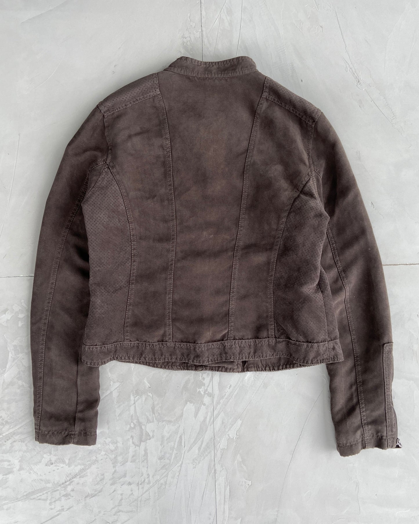 FAUX SUEDE WRAP BUCKLE JACKET - M/L