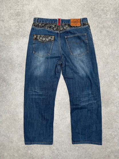 Karakuri Mid Wash Floral Japanese Denim