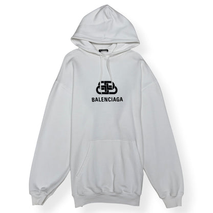 BALENCIAGA OVERSIZED BB LOGO HOODIE WHITE XS | XS, White