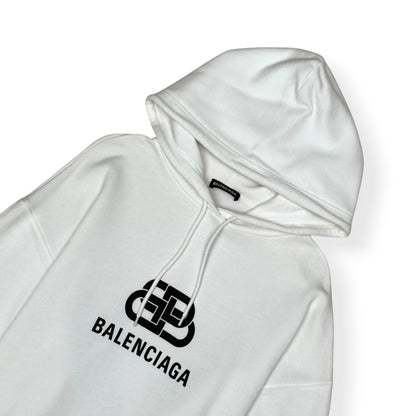 BALENCIAGA OVERSIZED BB LOGO HOODIE WHITE XS | XS, White