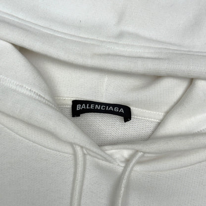 BALENCIAGA OVERSIZED BB LOGO HOODIE WHITE XS | XS, White