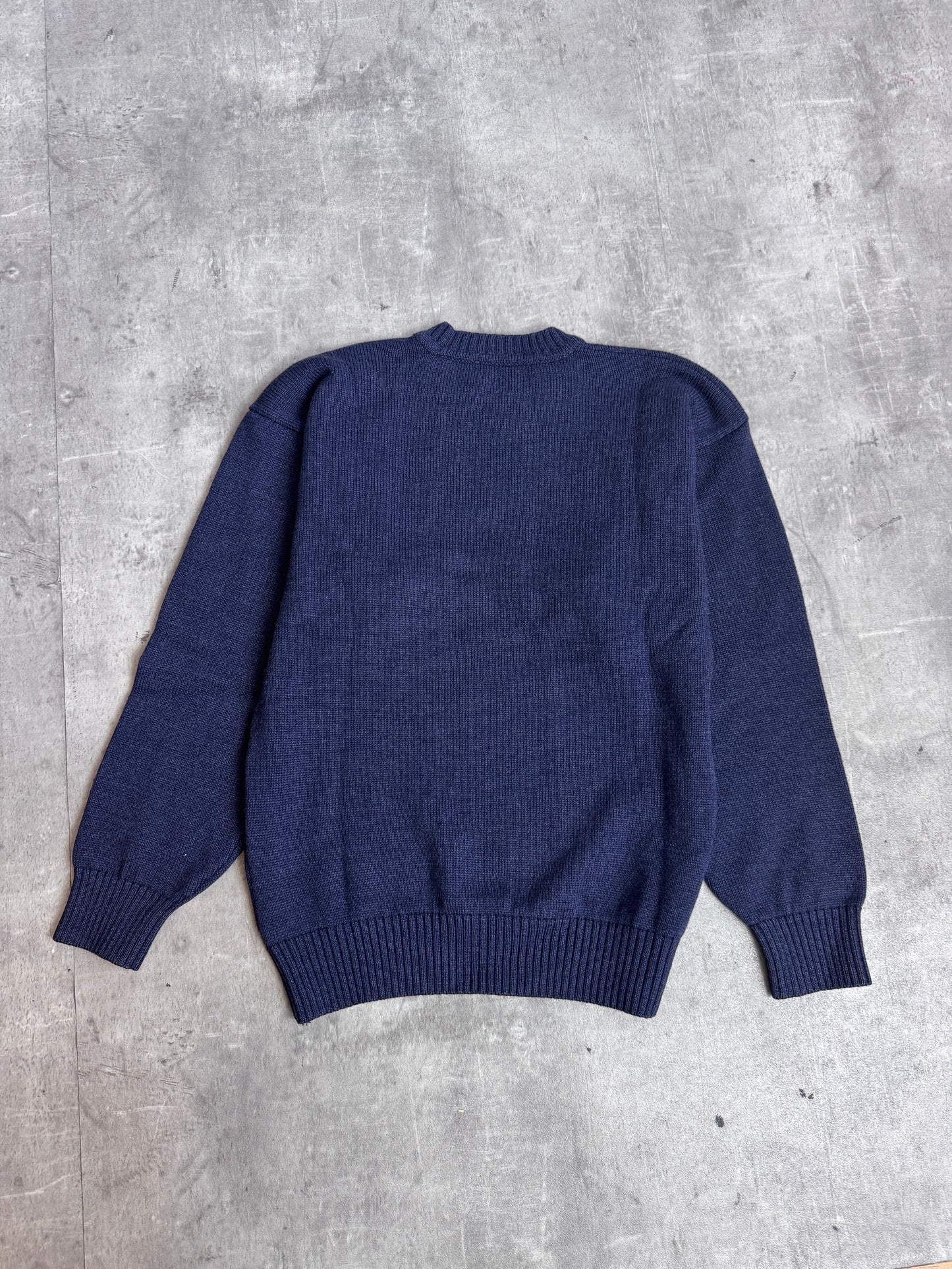 Burberry's 1990 Navy Knit Union Jack Embellished Crewneck