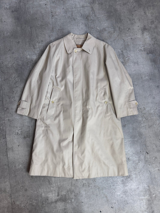 Burberry Light Beige Single Breasted Wool Nova Check Removable Lining Trench Coat