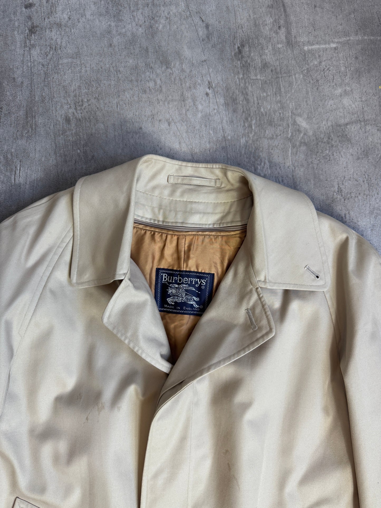 Burberry Light Beige Single Breasted Wool Nova Check Removable Lining Trench Coat