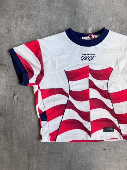 VT Rework: USA Football Panelled Crop Top | Medium, Multicoloured