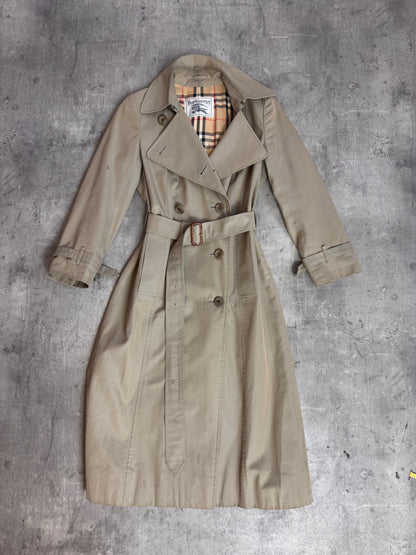 Burberry Reflective Beige Double Breasted Trench Coat