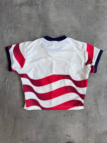 VT Rework: USA Football Panelled Crop Top | Medium, Multicoloured