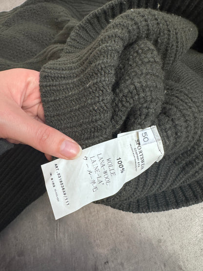 A/W 09' C.P. Company Military Green Lana Wool Rib Knit Asymmetric Button Up Sweater