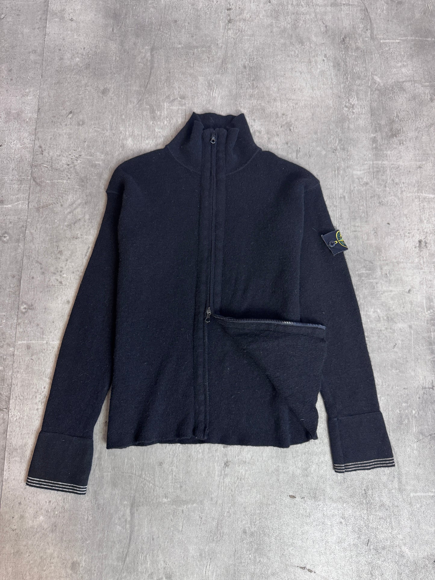 A/W 2005' Stone Island Black Knit Dual Zip Cardigan