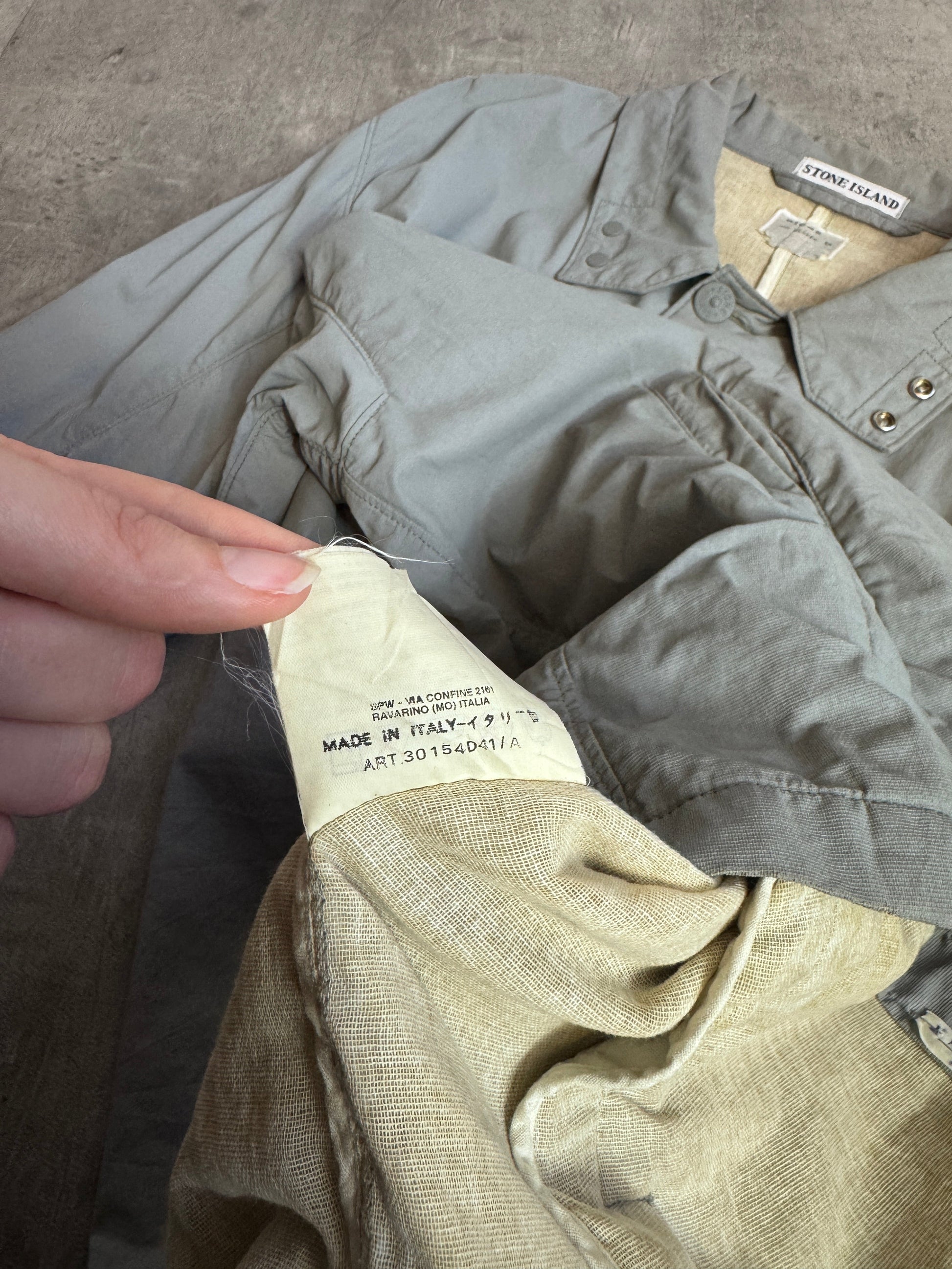 S/S Stone Island 1999' Grey Cotton Button Down Multipocket Tech Jacket | Large, Grey