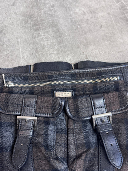 Burberry 00's Leather Detailed Smoke Nova Check Wool Crossbody Bag