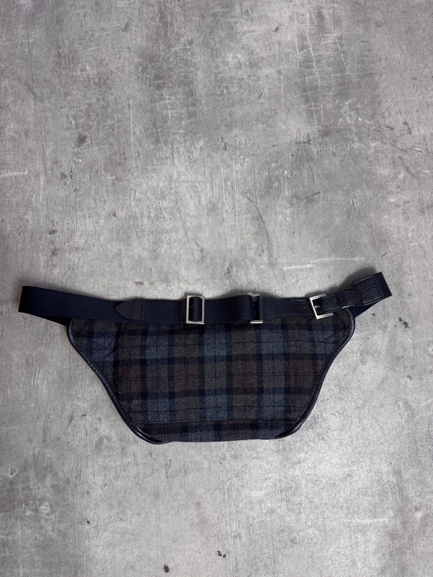 Burberry 00's Leather Detailed Smoke Nova Check Wool Crossbody Bag