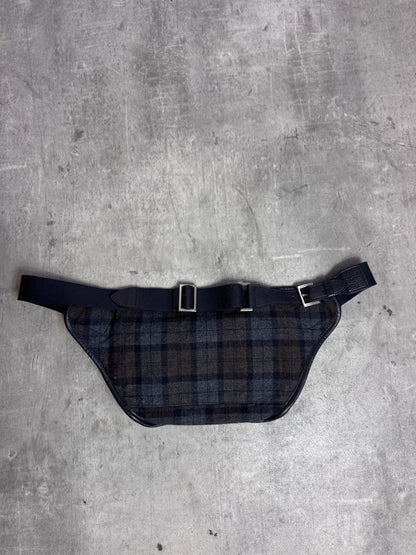 Burberry 00's Leather Detailed Smoke Nova Check Wool Crossbody Bag