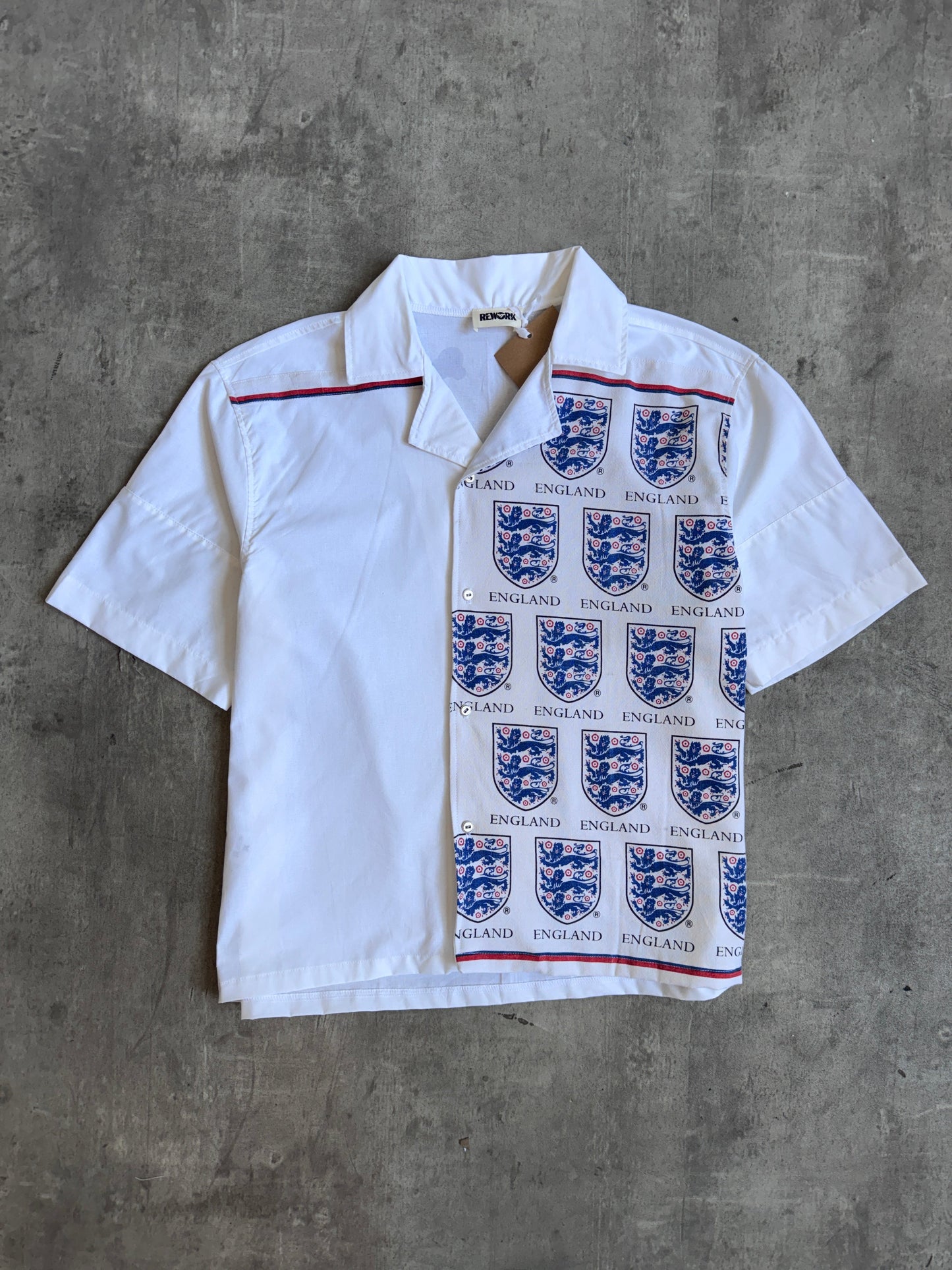 VT Rework: England Three Lions Embellem Cotton Shirt | Large, Multicoloured