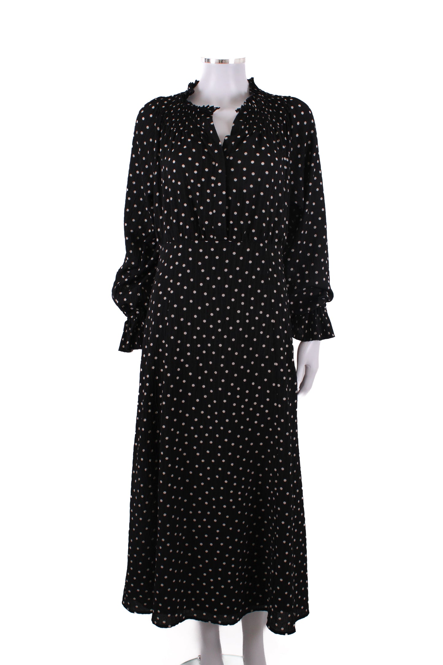 Levete Room L/S Polka Dot Dress Black/ White M | O/S, Black