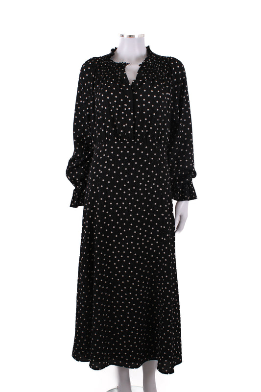 Levete Room L/S Polka Dot Dress Black/ White M | O/S, Black