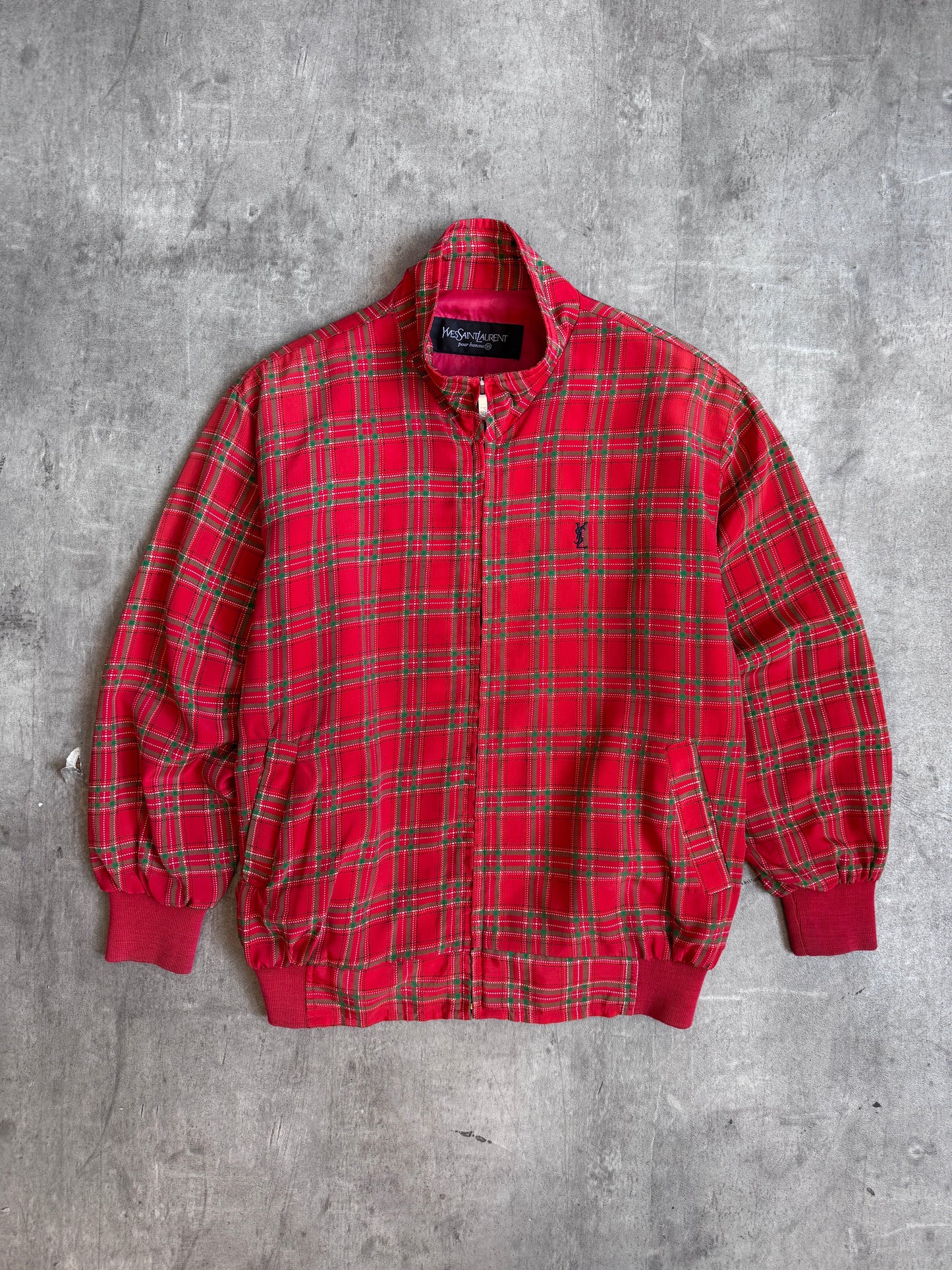 1980's YvesSaintLaurent Tartan Check Harrington Jacket | Large, Multicoloured