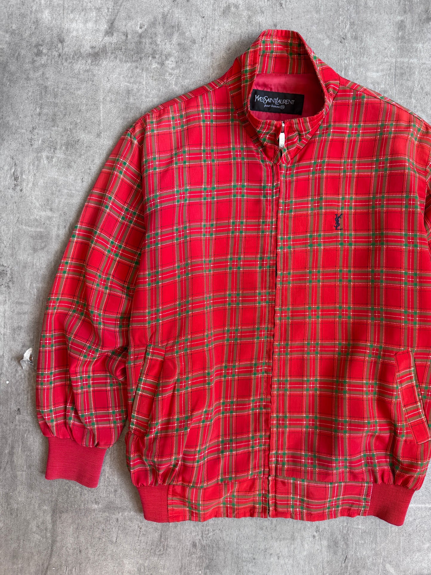 1980's YvesSaintLaurent Tartan Check Harrington Jacket | Large, Multicoloured