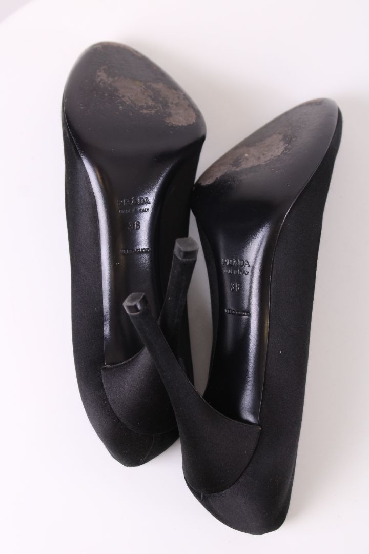 Prada Satin Heels Black 38 | UK 5, Black