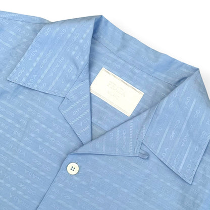 PRADA LOGO JACQUARD SHORT SLEEVE SHIRT BLUE XL | XL, Blue