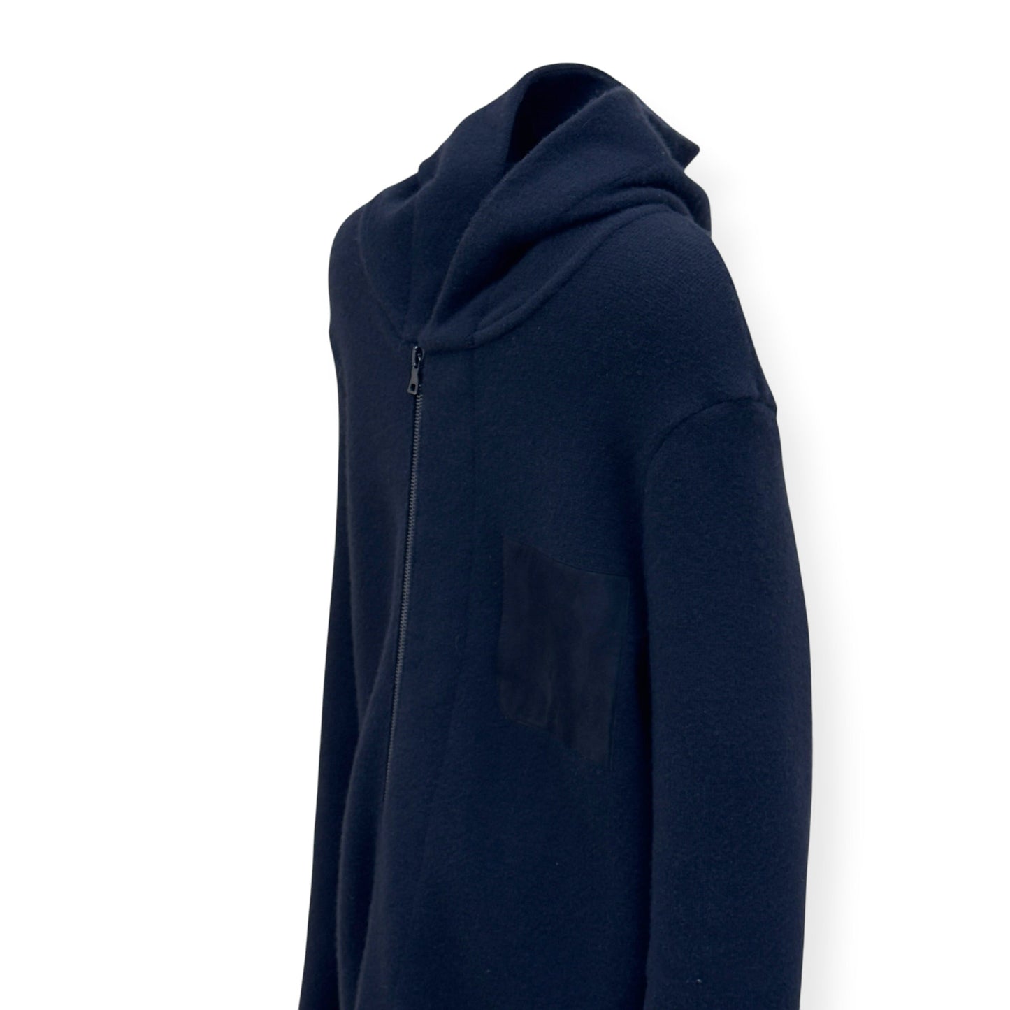FALKE WOOL ZIP HOODED COAT BLACK SIZE 50 / L | Large, Black
