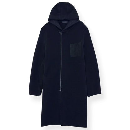 FALKE WOOL ZIP HOODED COAT BLACK SIZE 50 / L | Large, Black