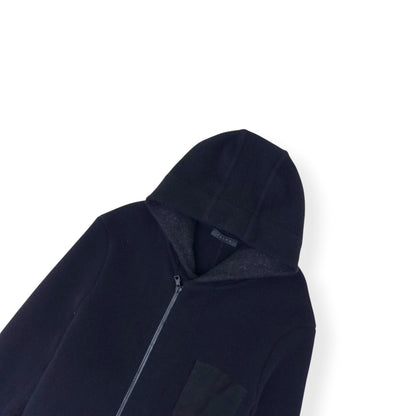 FALKE WOOL ZIP HOODED COAT BLACK SIZE 50 / L | Large, Black