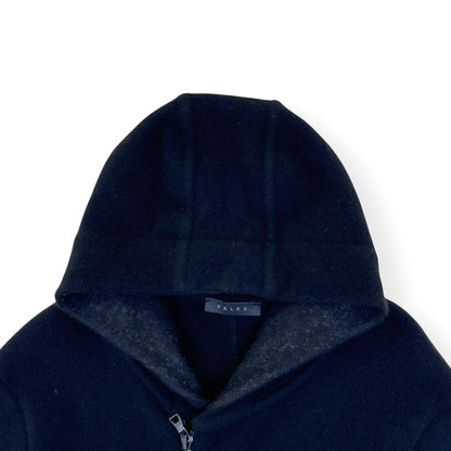 FALKE WOOL ZIP HOODED COAT BLACK SIZE 50 / L | Large, Black