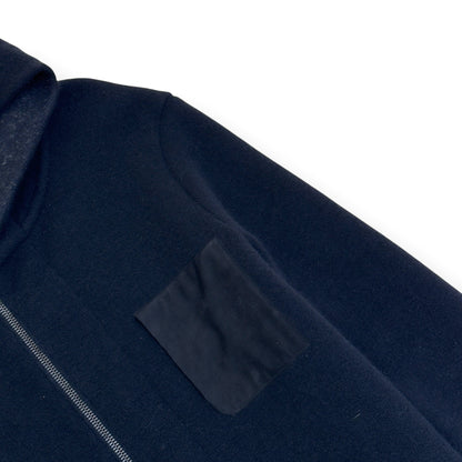 FALKE WOOL ZIP HOODED COAT BLACK SIZE 50 / L | Large, Black