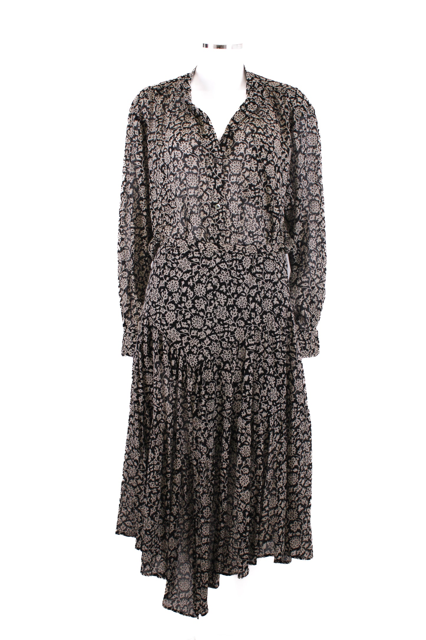 Isabel Marant Etoile L/S Print Shirt/ Skirt Co-ord Black/ White 8/10 | O/S, Black