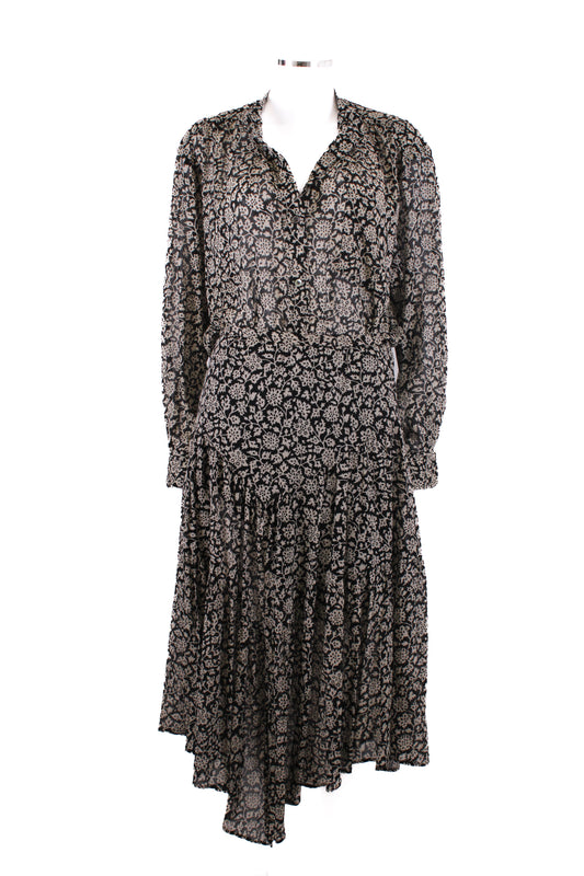 Isabel Marant Etoile L/S Print Shirt/ Skirt Co-ord Black/ White 8/10 | O/S, Black