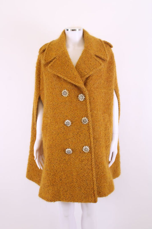 Red Valentino Crystal Button Cape Mustard 10 | Medium, Red