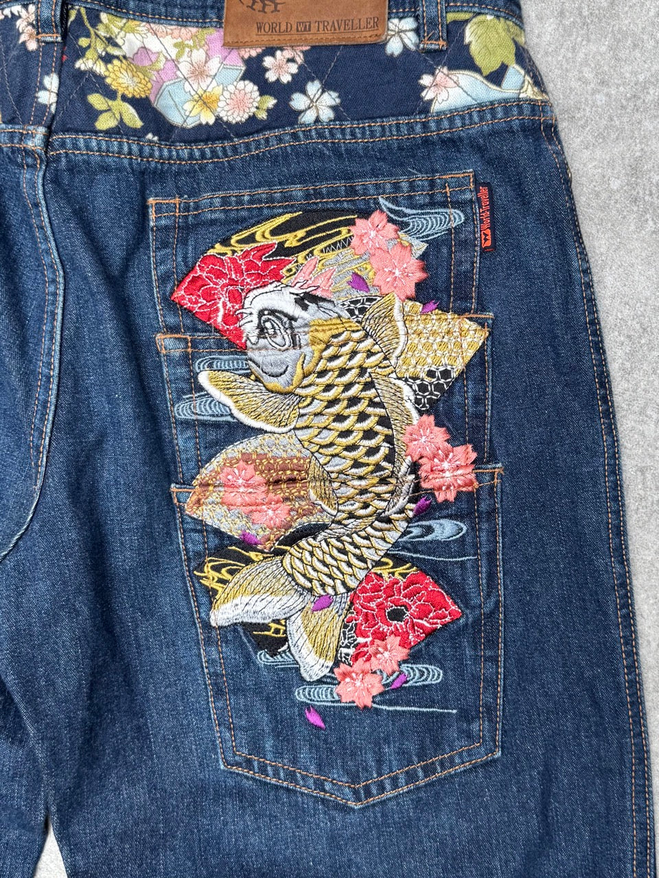 Japanese Denim Koi Embroidered Jeans