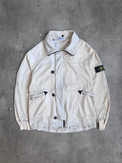 A/W 2004 Stone Island Raso Gammato Cream Distressed Tech Jacket (Sold As Seen) | Medium, Multicoloured