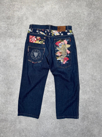 Japanese Denim Koi Embroidered Jeans
