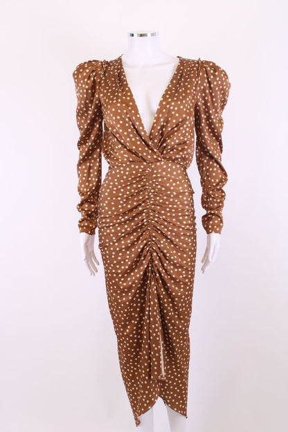 Ronny Kobo L/S Polka Dot Dress Brown/ Cream XS | XS, Brown