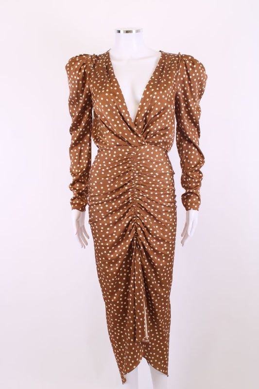 Ronny Kobo L/S Polka Dot Dress Brown/ Cream XS | XS, Brown