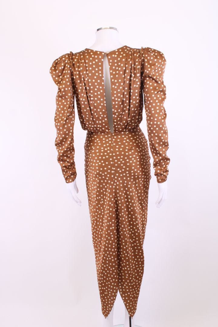 Ronny Kobo L/S Polka Dot Dress Brown/ Cream XS | XS, Brown