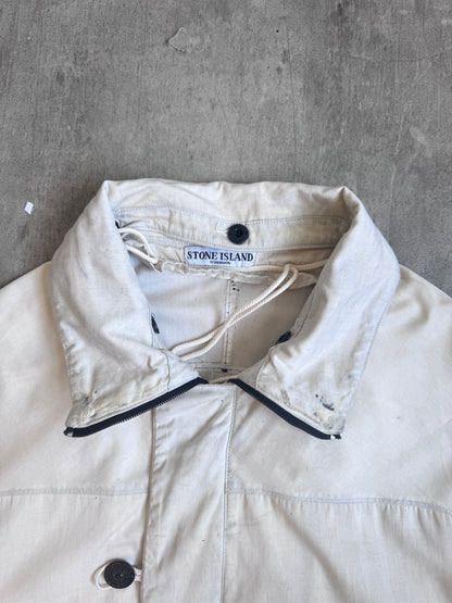 A/W 2004 Stone Island Raso Gammato Cream Distressed Tech Jacket (Sold As Seen) | Medium, Multicoloured