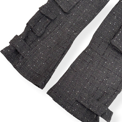 GCDS ULTRACARGO SEQUIN TWEED TROUSERS BLACK 48 / S | Small, Black