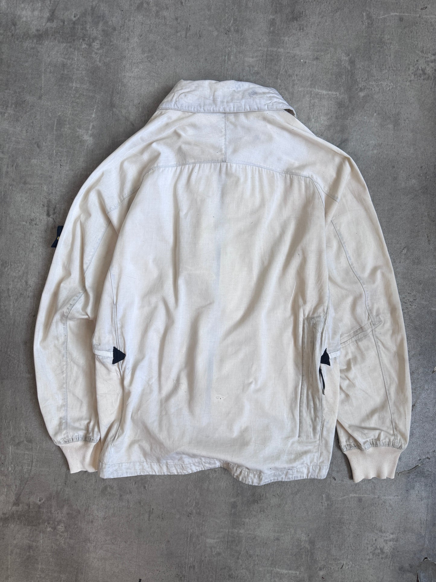 A/W 2004 Stone Island Raso Gammato Cream Distressed Tech Jacket (Sold As Seen) | Medium, Multicoloured