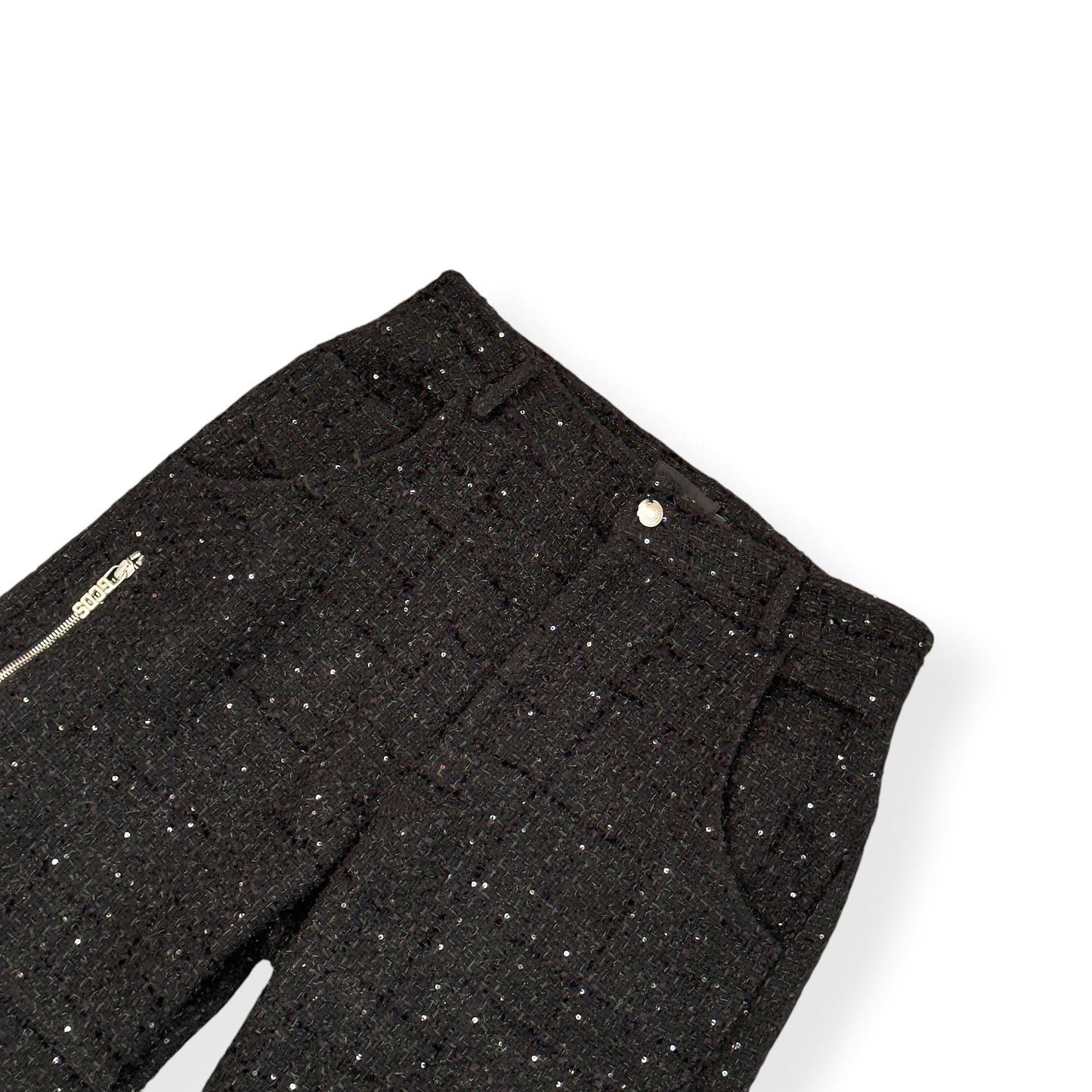 GCDS ULTRACARGO SEQUIN TWEED TROUSERS BLACK 48 / S | Small, Black