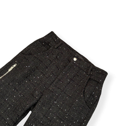 GCDS ULTRACARGO SEQUIN TWEED TROUSERS BLACK 48 / S | Small, Black