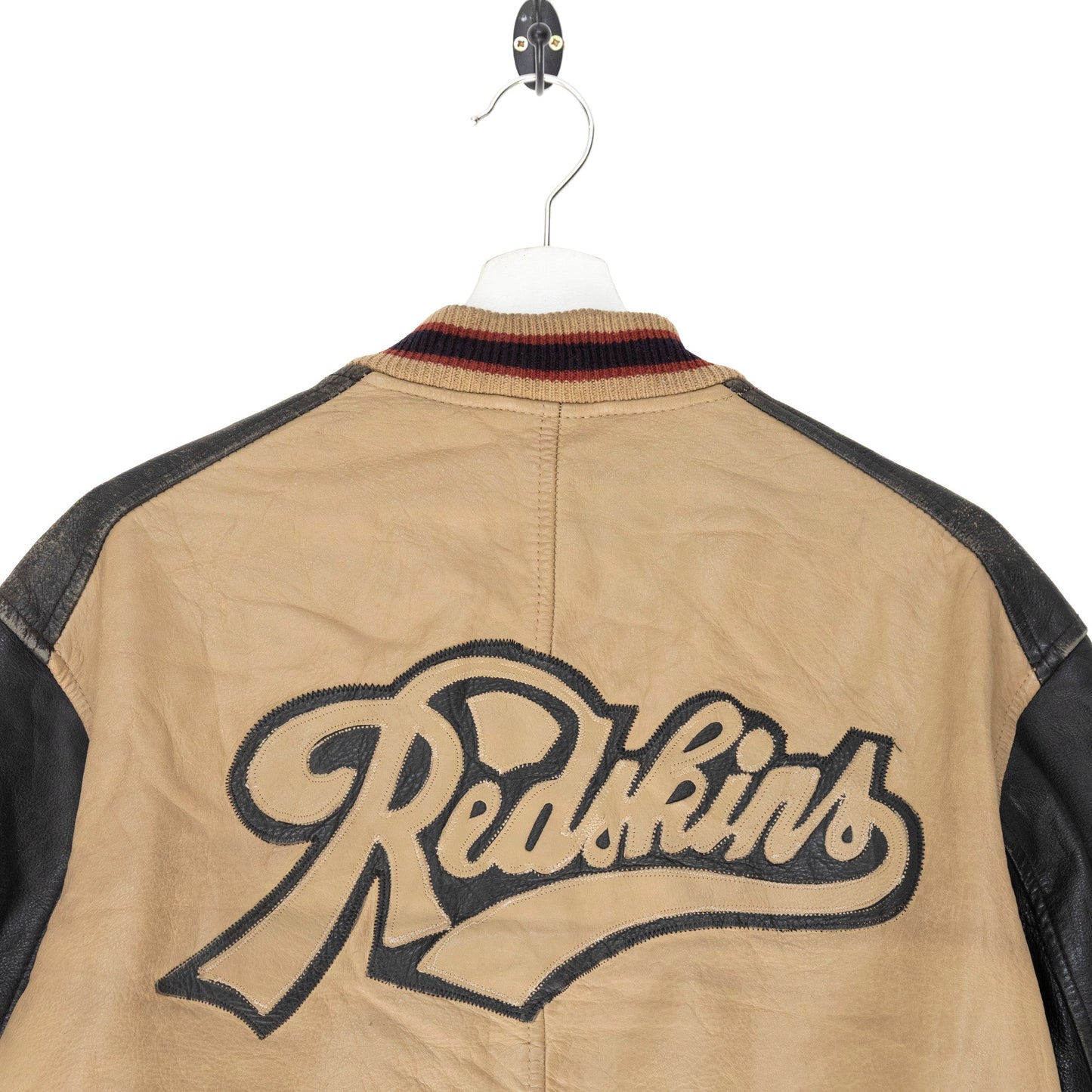 Redskins Cream Bomber Style Leather Jacket