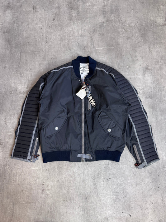 Avirex Aviators Club Tech Wear Rubberised Satin Grey Nylon Padded Bomber