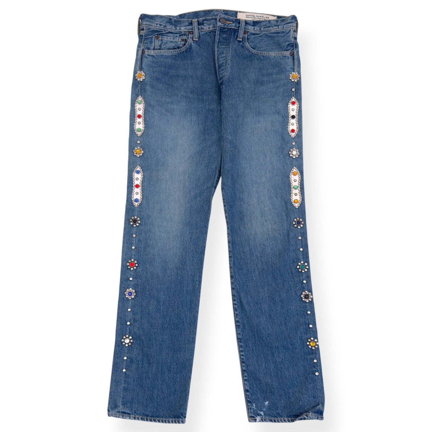 KAPITAL MONKEY CISCO JEWEL EMBELLISHED JEANS BLUE 34 / L | Large, Blue