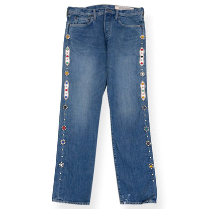 KAPITAL MONKEY CISCO JEWEL EMBELLISHED JEANS BLUE 34 / L | Large, Blue
