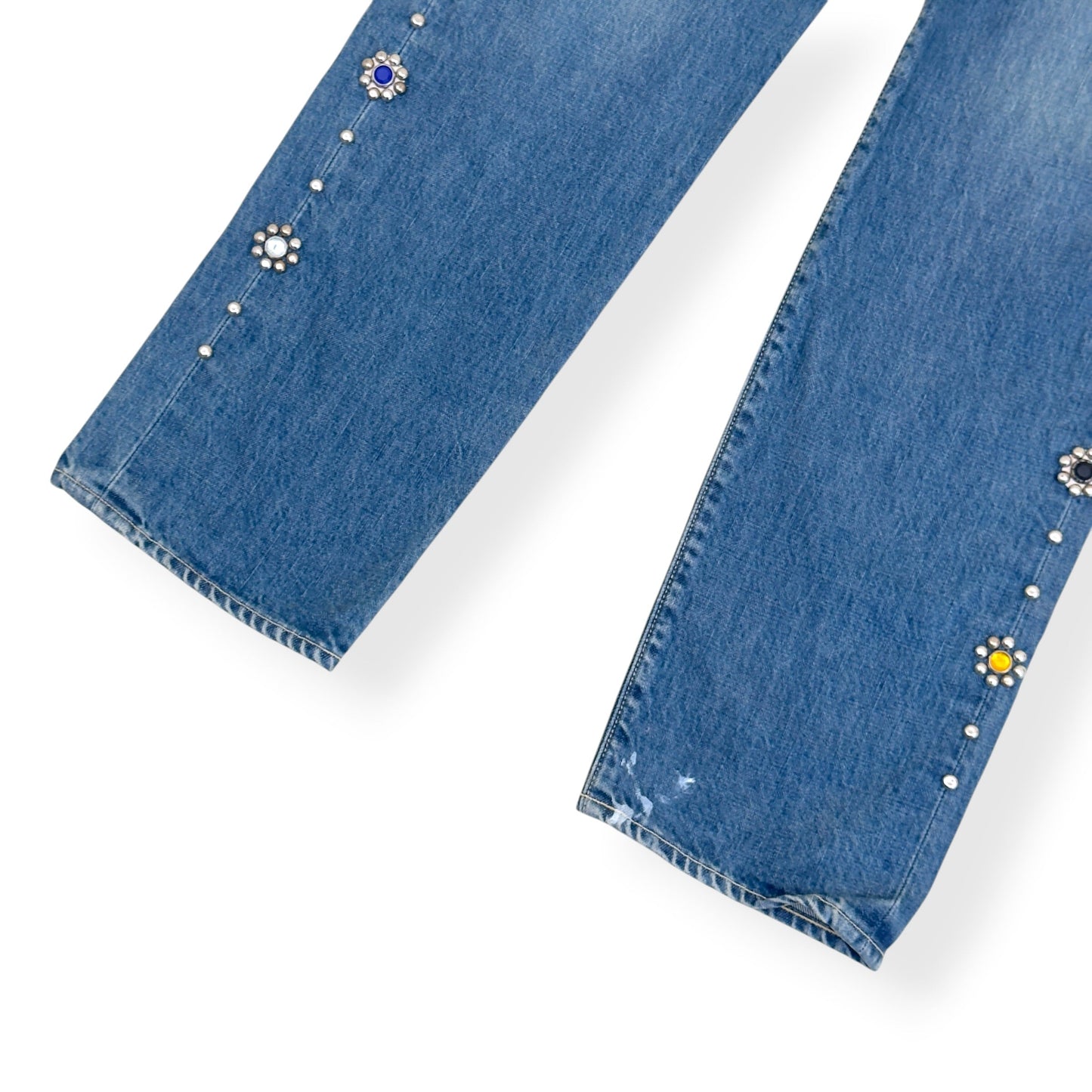 KAPITAL MONKEY CISCO JEWEL EMBELLISHED JEANS BLUE 34 / L | Large, Blue
